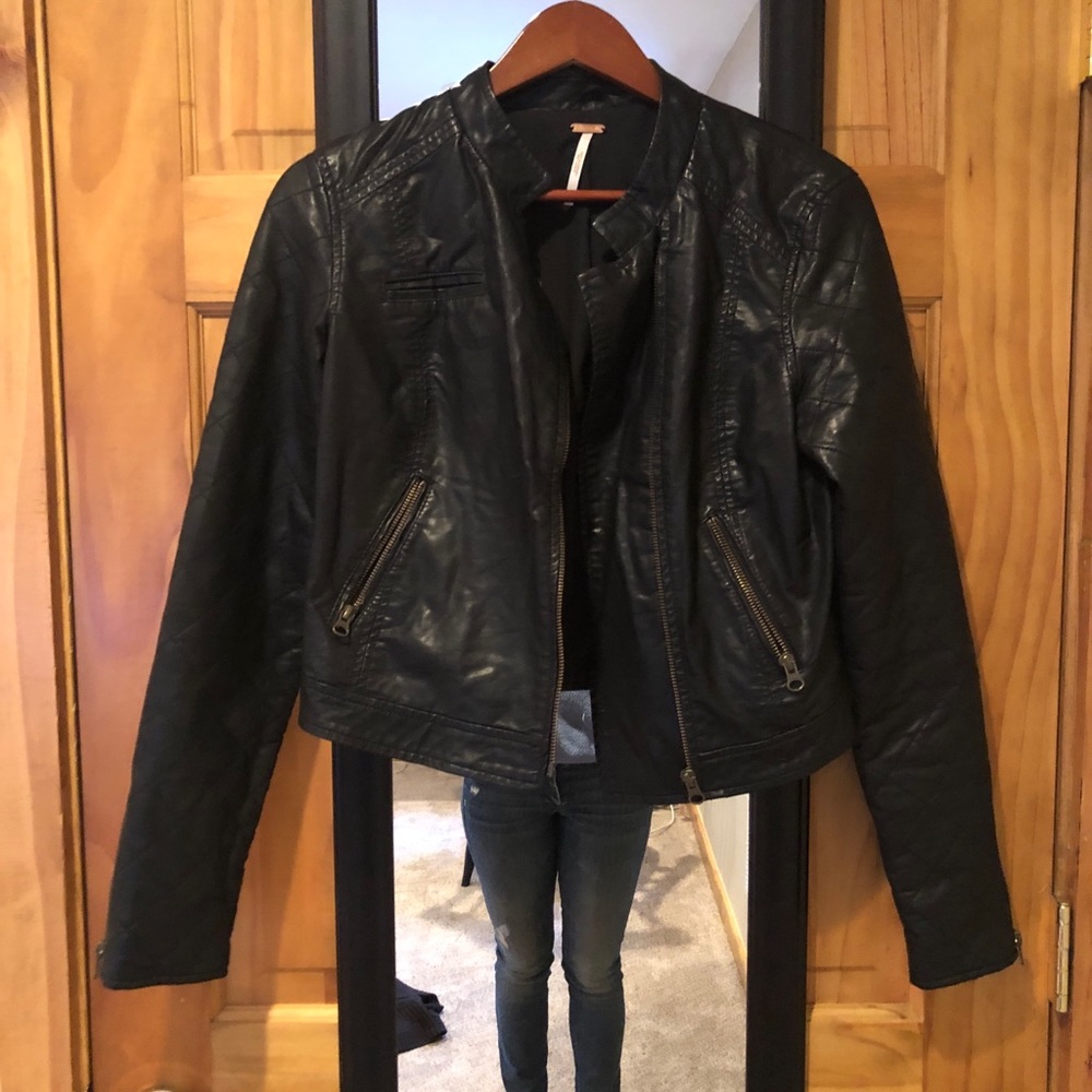 Free People Leather Jacket Size 4